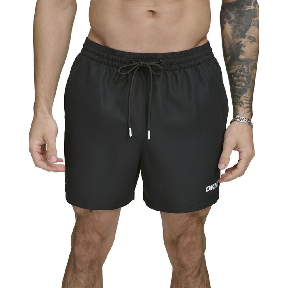 Dkny Mens Modern Euro Swim Trunk, Black